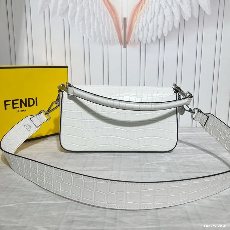 Affordable HOT Leather Baguette White In Medium Fendi Tiffany Crocodile Bag 0719